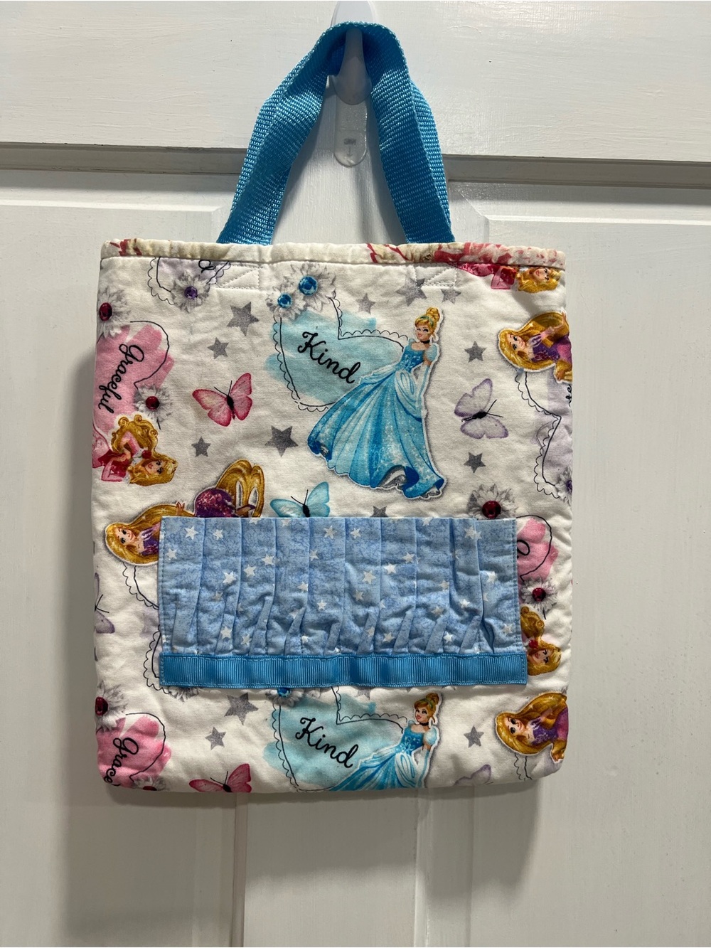 Handmade Disney Princess Coloring Book Crayon Holder Front Pockets Tote PreLoved